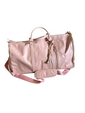 Ytonet Pink Faux-Leather Travel Duffel w Removable Strap Girls Weekend Getaway
